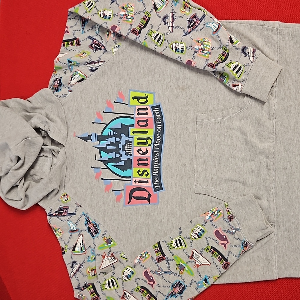 Disneyland Resort 'The happiest place on Earth' logo gray graphics  Med. EUC